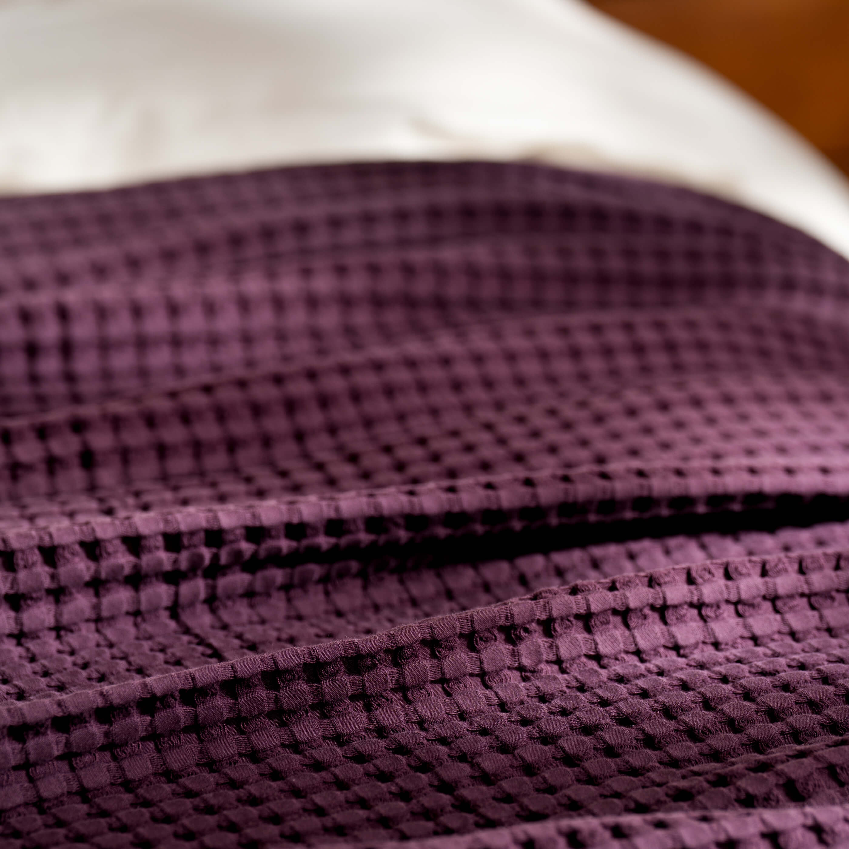 Aubergine Waffle Bedspread
