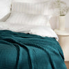 Teal Waffle Bedspread bedroom detail | Soak and Sleep