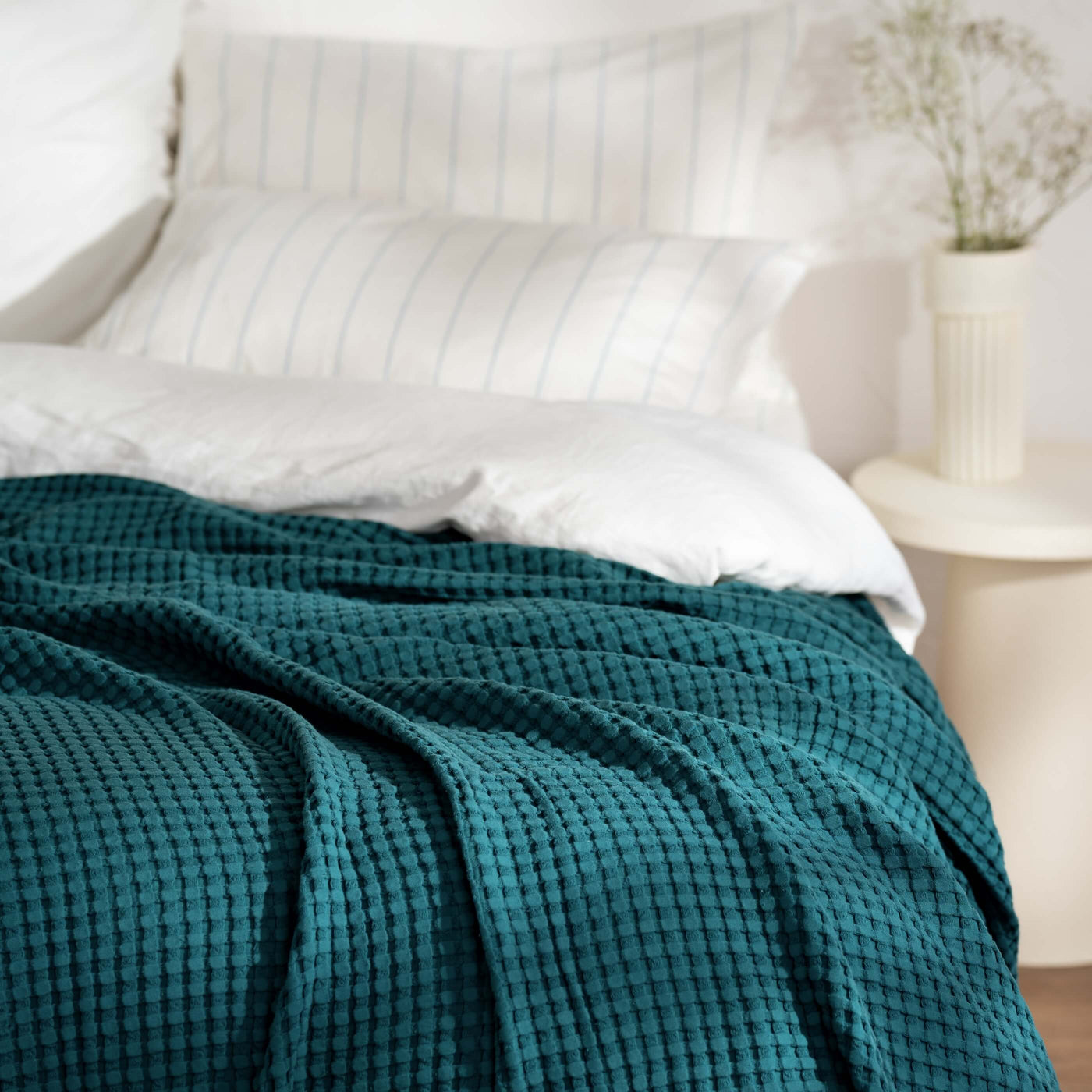 Teal Waffle Bedspread