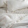 White Ruffled Linen Cotton Blend Duvet Covers close-up detail 1 | Soak and Sleep