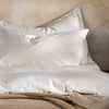 White Stonewashed Cotton Bed Set with Superking Pillowcases - linen, breathable, close-up detail | Soak and Sleep