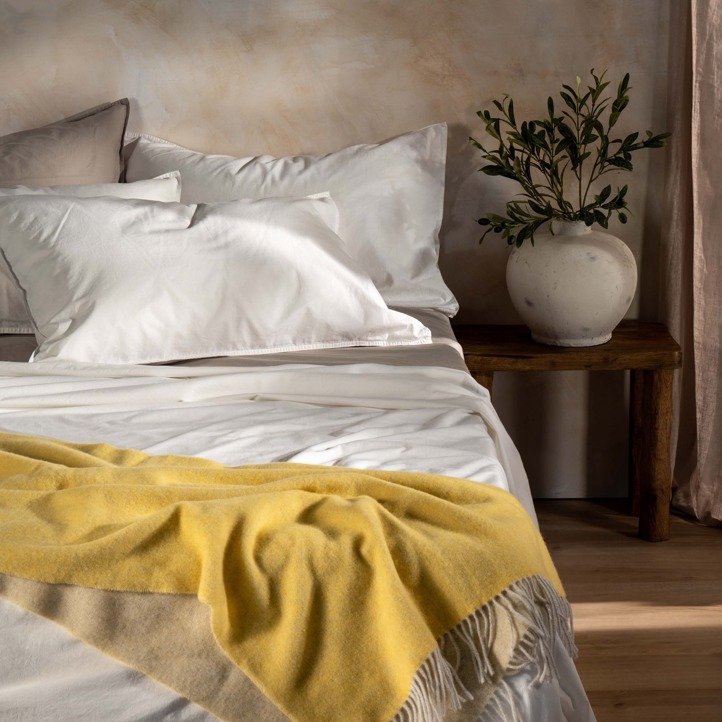 White Stonewashed Cotton Bedding & Sheets
