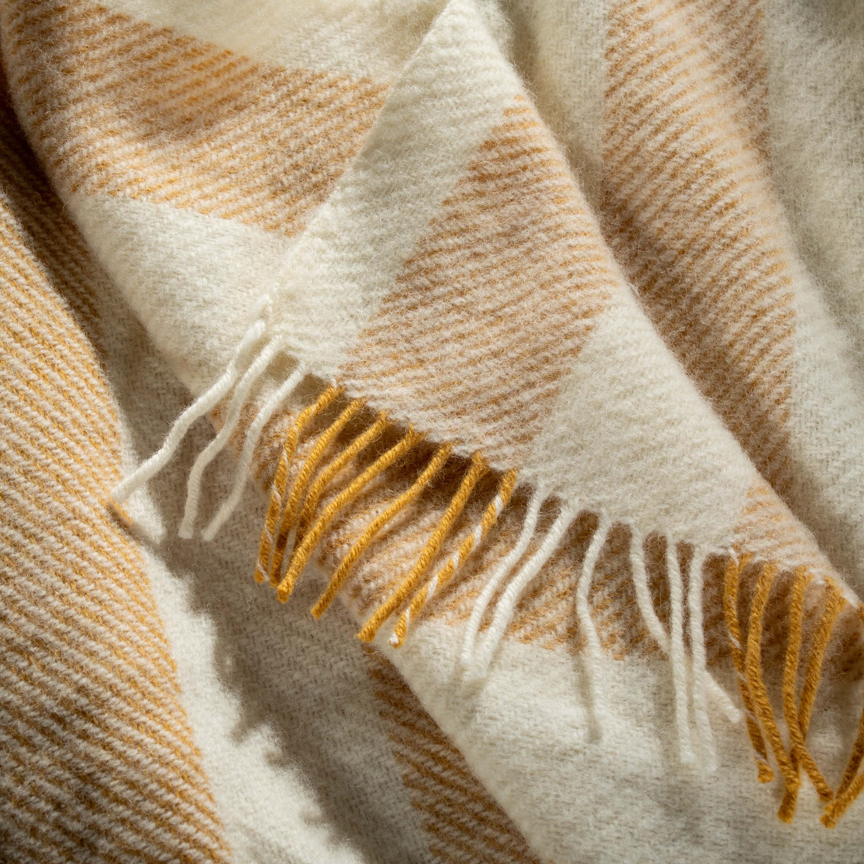 Yellow Ochre Brushed Wool Stripe Throw