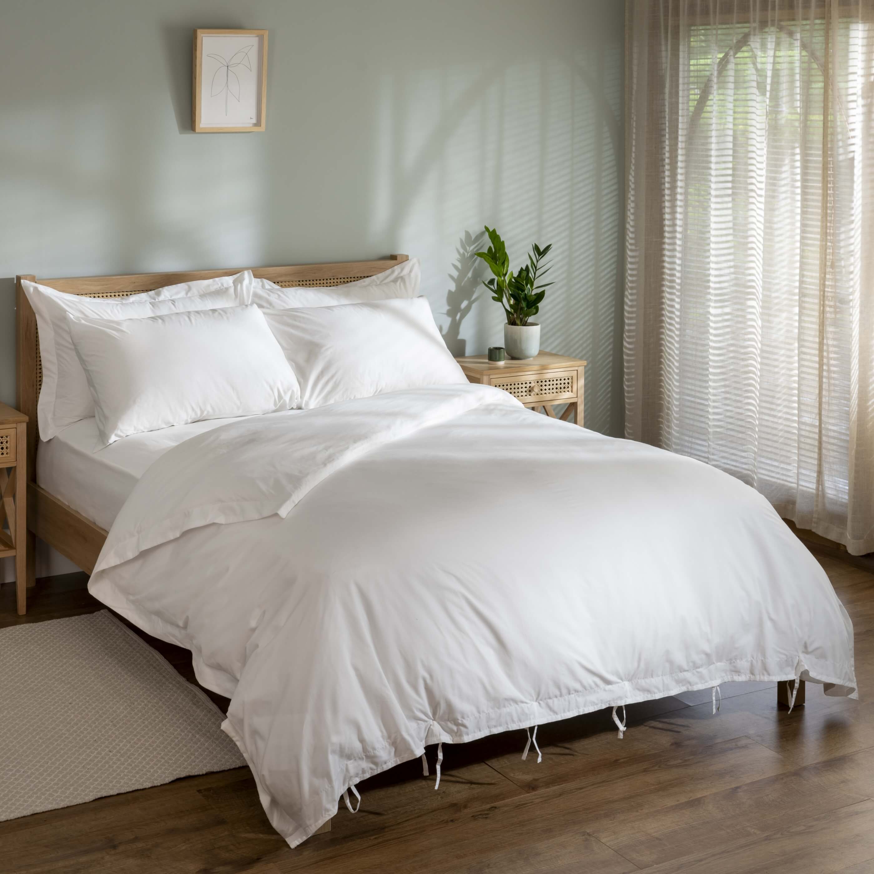 White linen online king bed