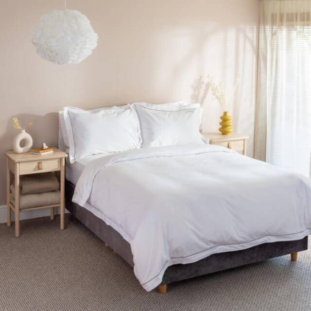 White/Grey 600TC Egyptian Cotton Single Bed Set
