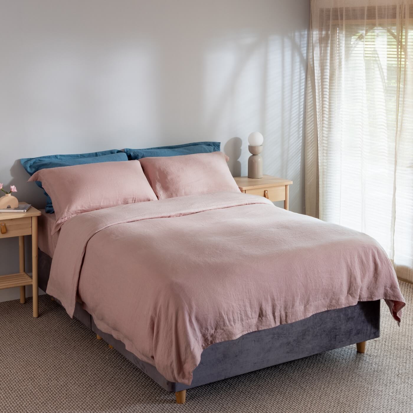 Dusty Pink French Linen Superking Duvet Cover