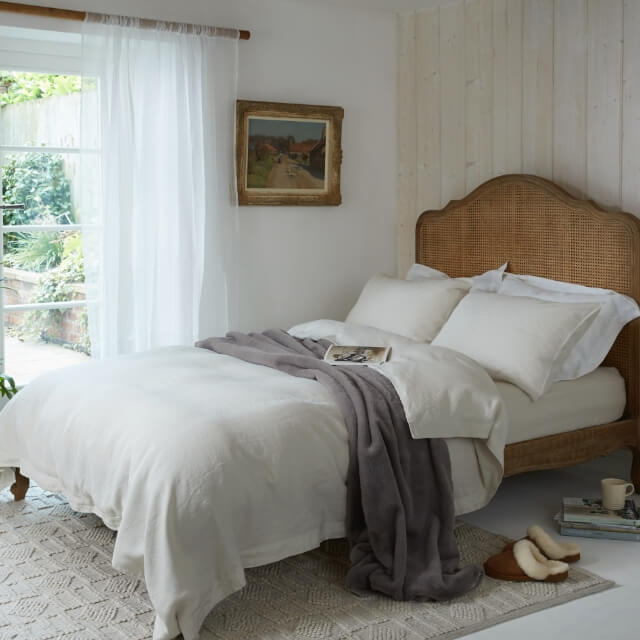 Natural French Linen Double Bed Set
