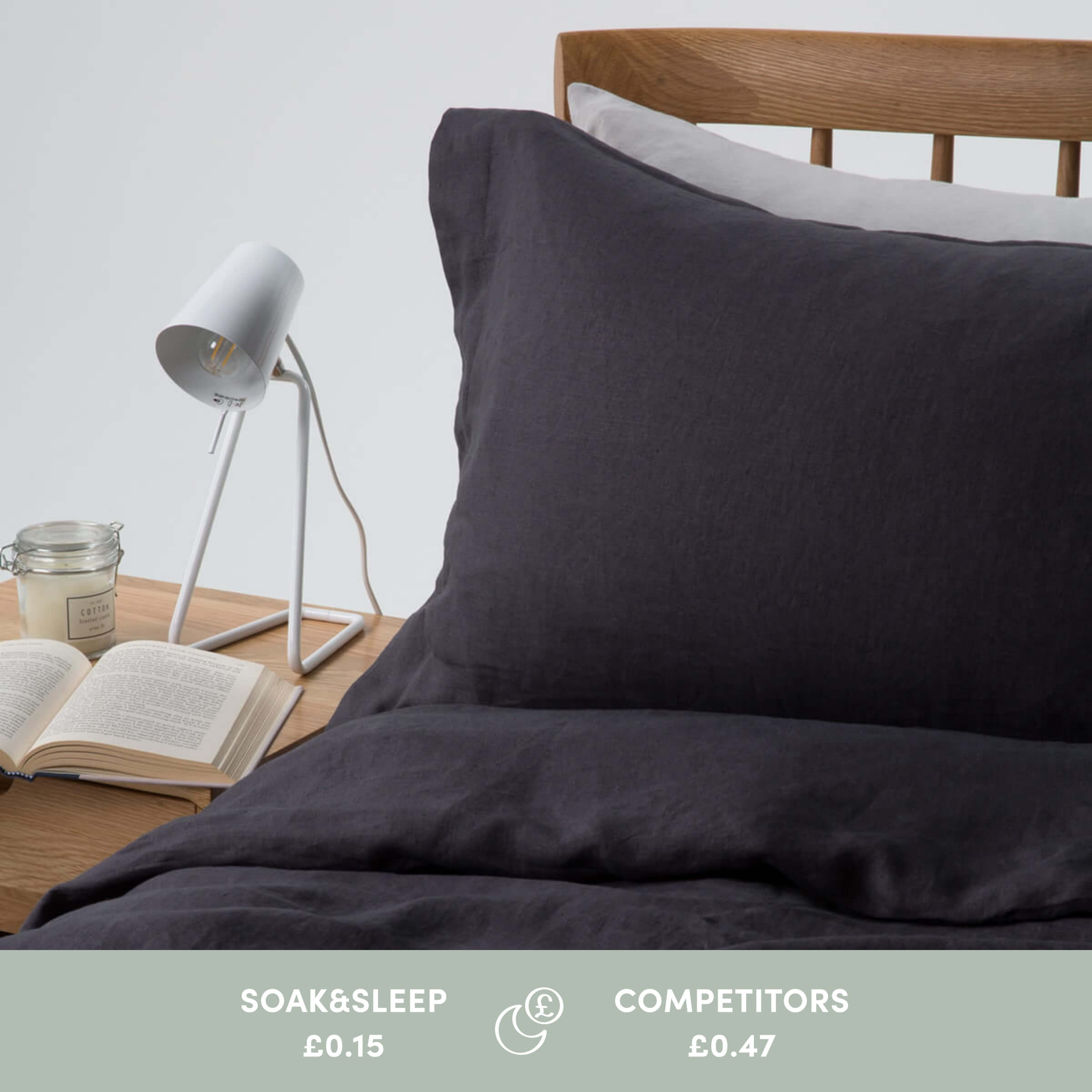 Midnight Grey French Linen Duvet Cover