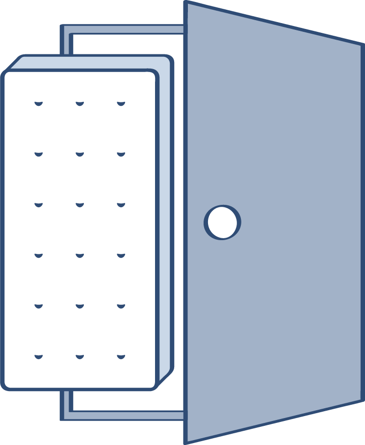 Illustration of mattress easily fitting through a door
