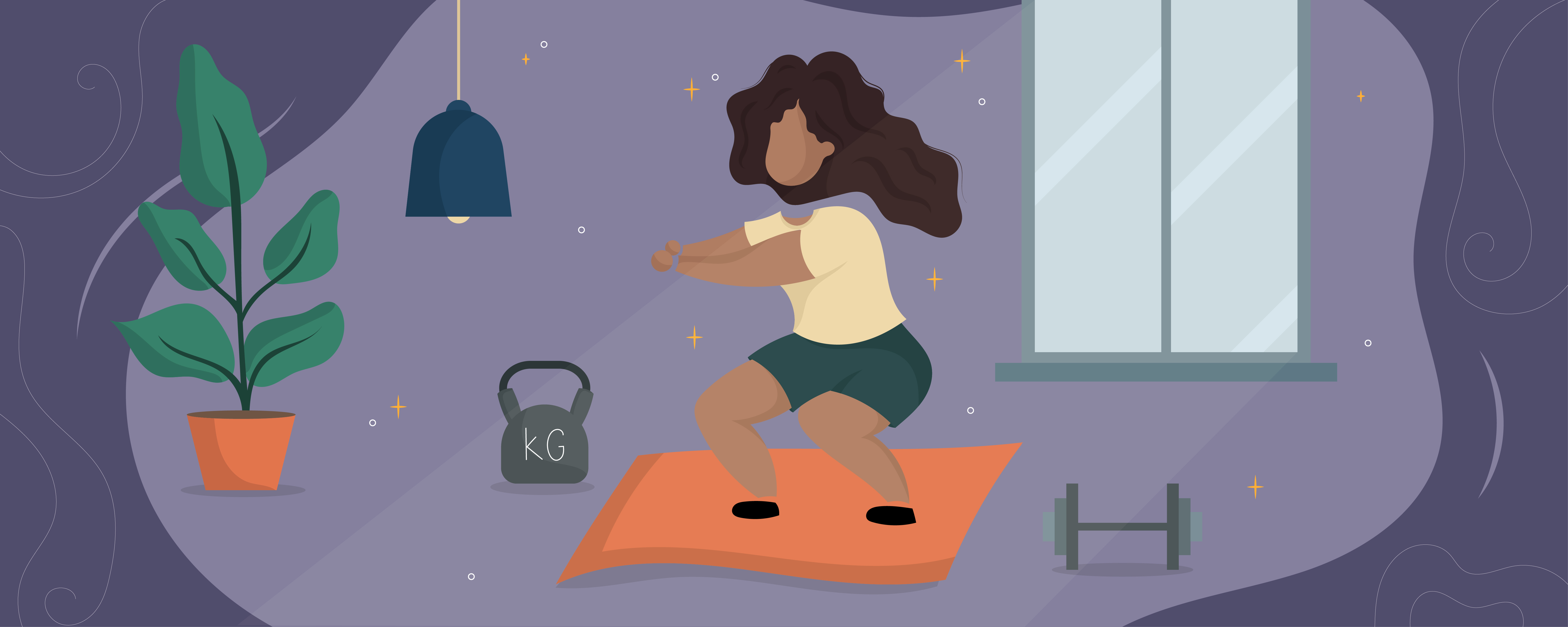 Infographic of woman exercising in home gym